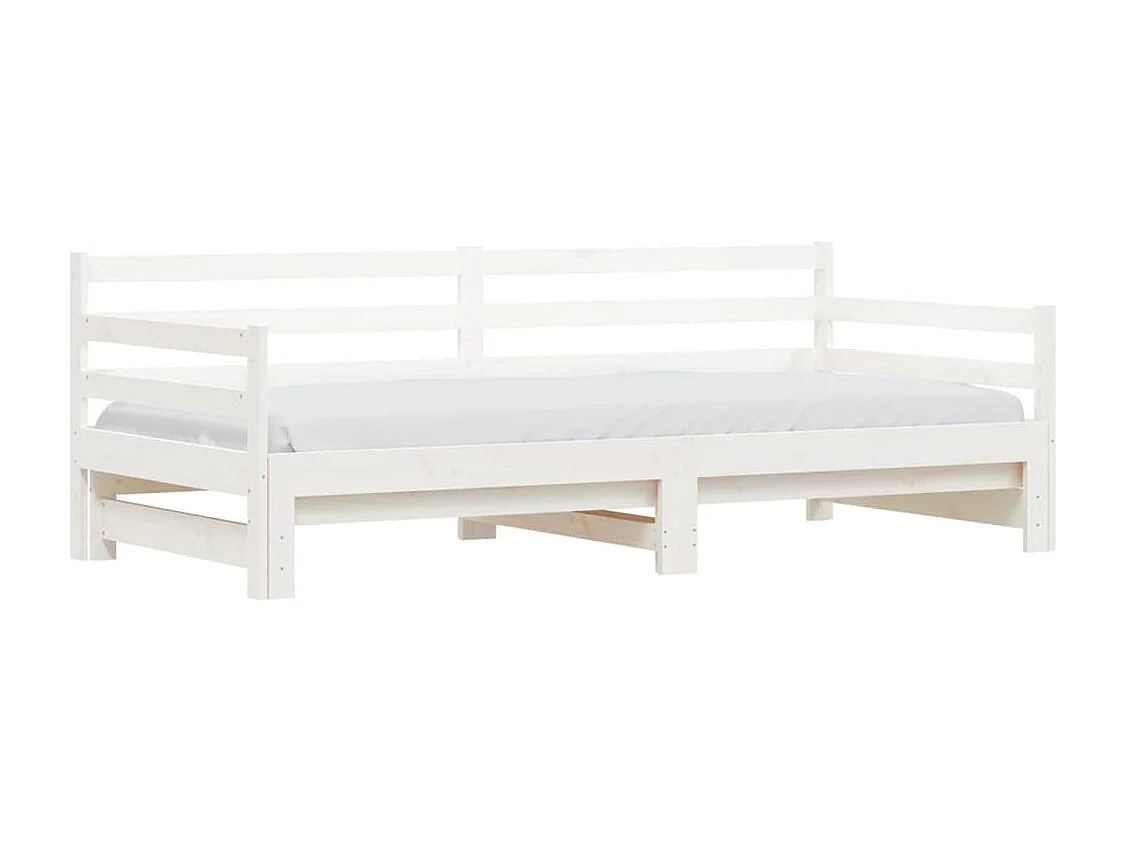 Lit de jour avec lit gigogne blanc 90x200 cm bois de pin massif