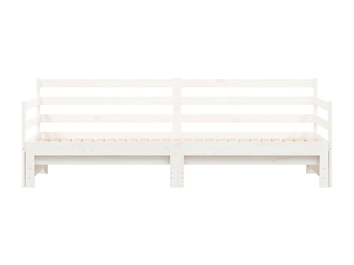 Lit de jour avec lit gigogne blanc 90x200 cm bois de pin massif