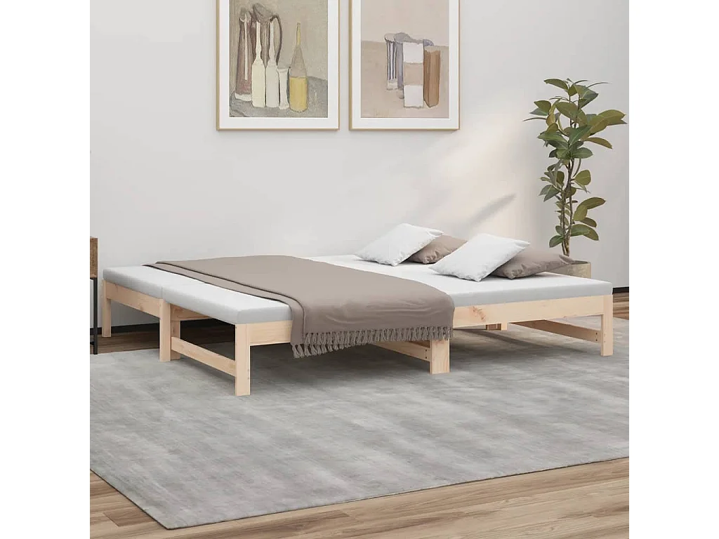 Lit coulissant 2x(90x190) cm Bois de pin massif