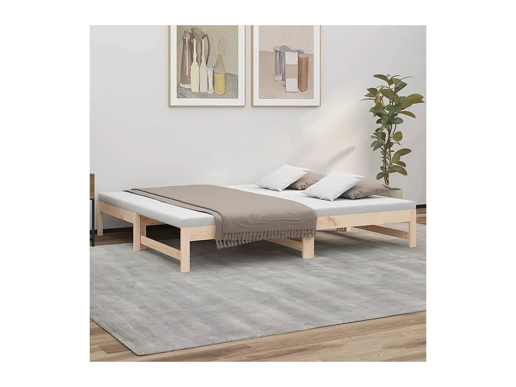 Lit coulissant 2x(90x190) cm Bois de pin massif