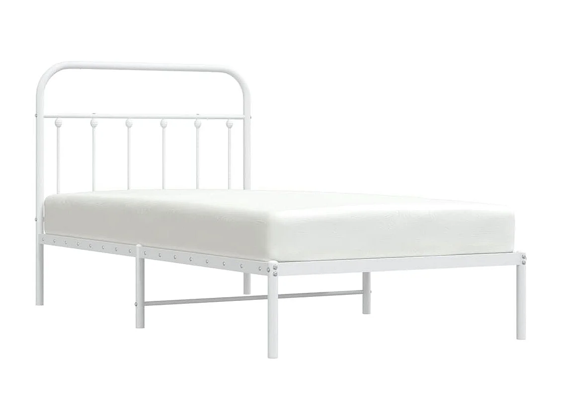 Estrutura de cama com cabeceira 100x190 cm metal branco