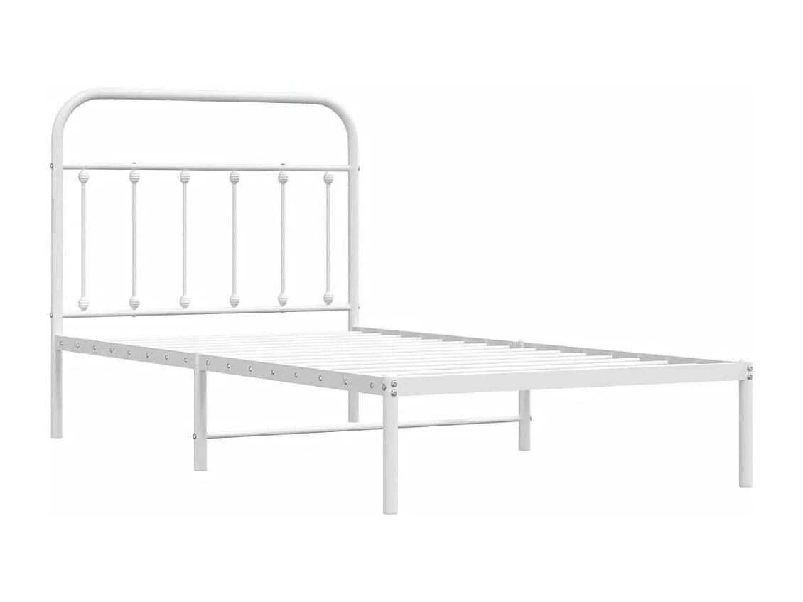 Estrutura de cama com cabeceira 100x190 cm metal branco