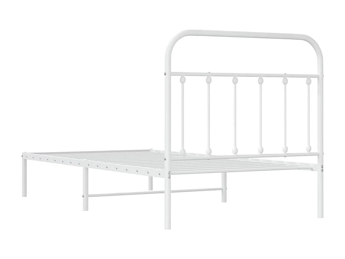 Estrutura de cama com cabeceira 100x190 cm metal branco