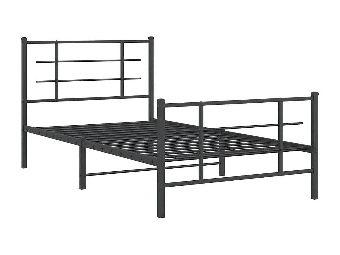 Estrutura de cama com cabeceira e pés 100x200 cm metal preto