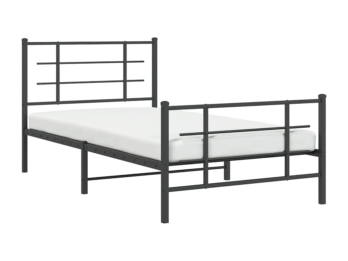 Estrutura de cama com cabeceira e pés 100x200 cm metal preto