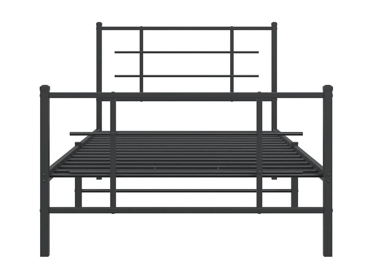 Cadre de lit métal avec tête de lit/pied de lit noir 100x200 cm