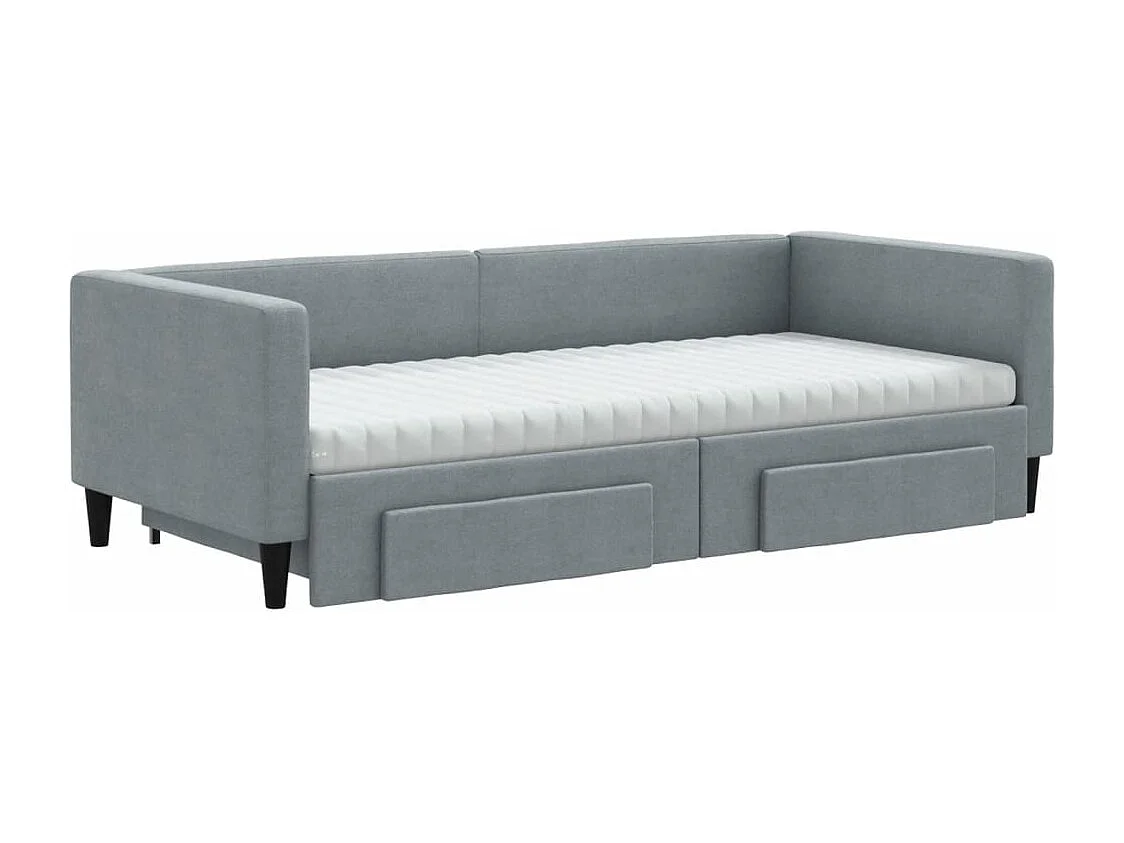 Slaapbank met onderschuifbed en lades 90x200 cm stof lichtgrijs