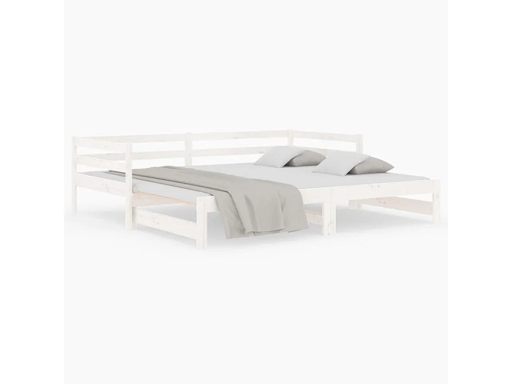 Lit coulissant Blanc 2x(80x200) cm Bois de pin massif