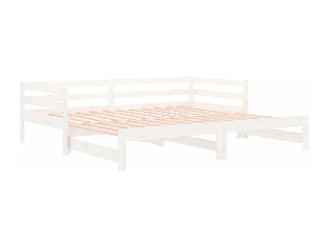 Lit coulissant Blanc 2x(80x200) cm Bois de pin massif