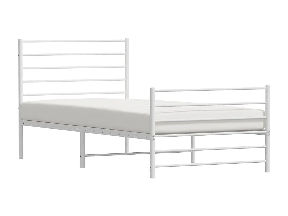 Estructura cama metal con cabecero y pie cama blanca 107x203 cm