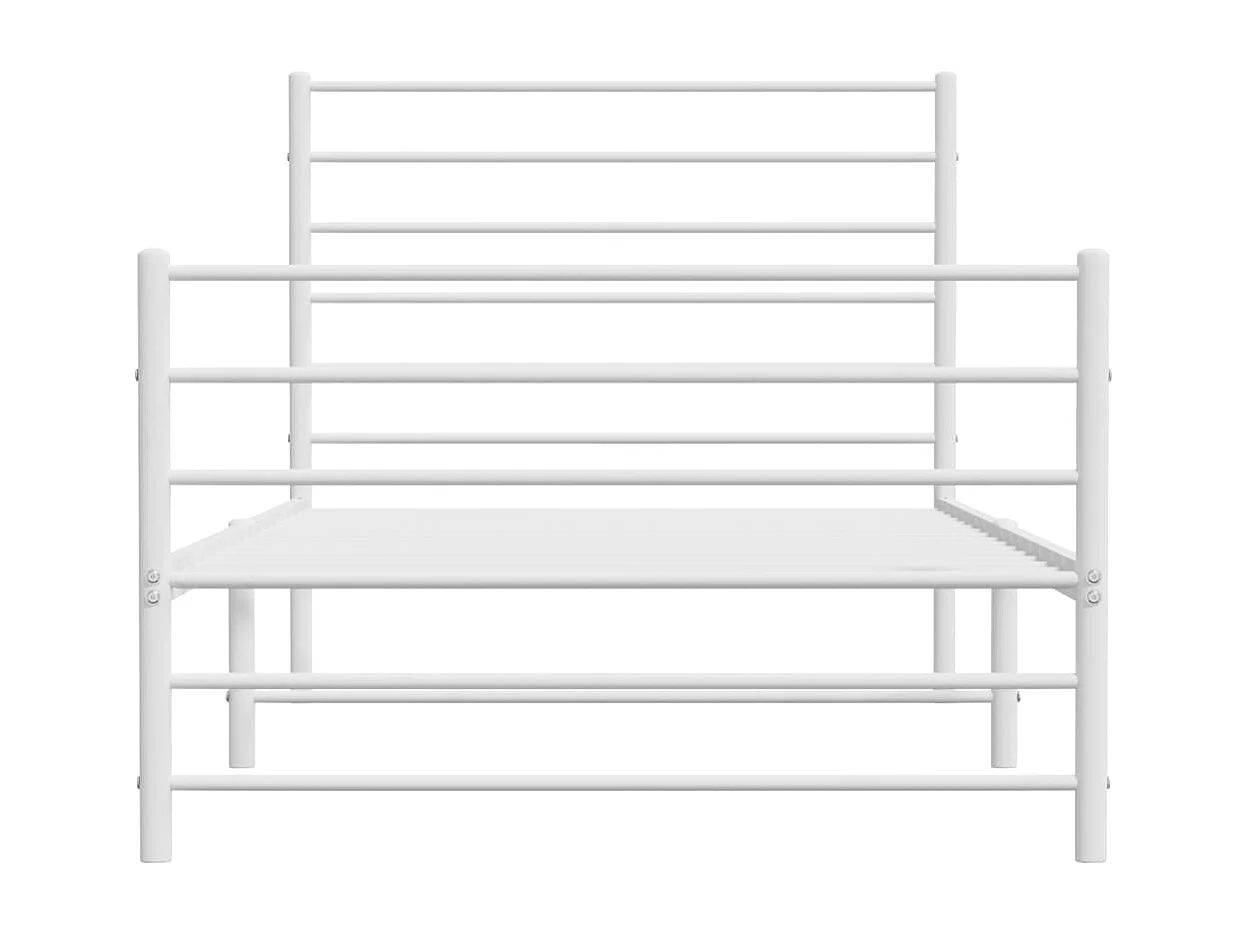 Estructura cama metal con cabecero y pie cama blanca 107x203 cm