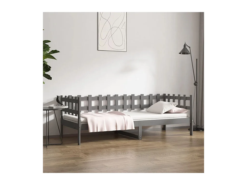 Slaapbank 80x200 cm massief grenenhout grijs
