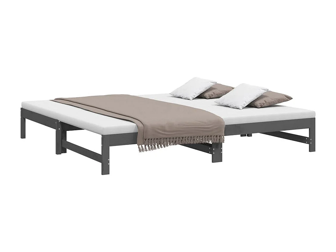 Lit coulissant Gris 2x(100x200) cm Bois de pin massif