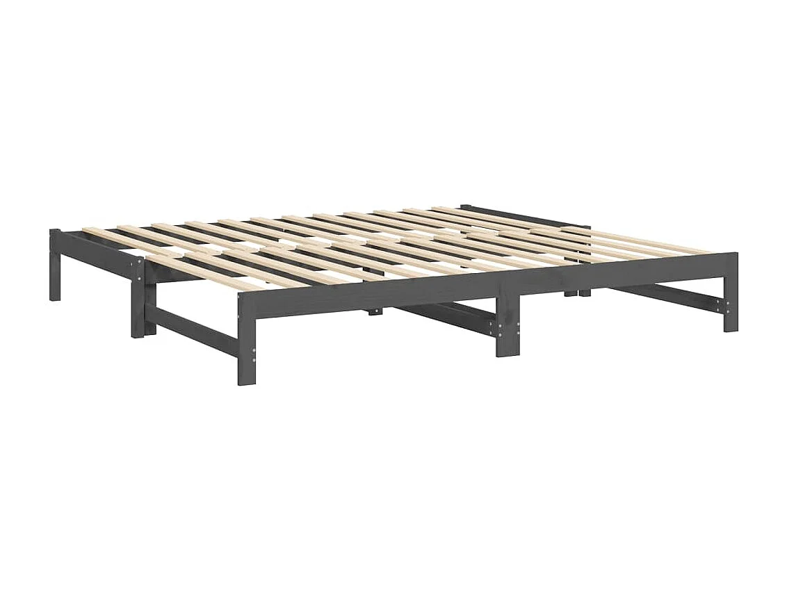 Lit coulissant Gris 2x(100x200) cm Bois de pin massif