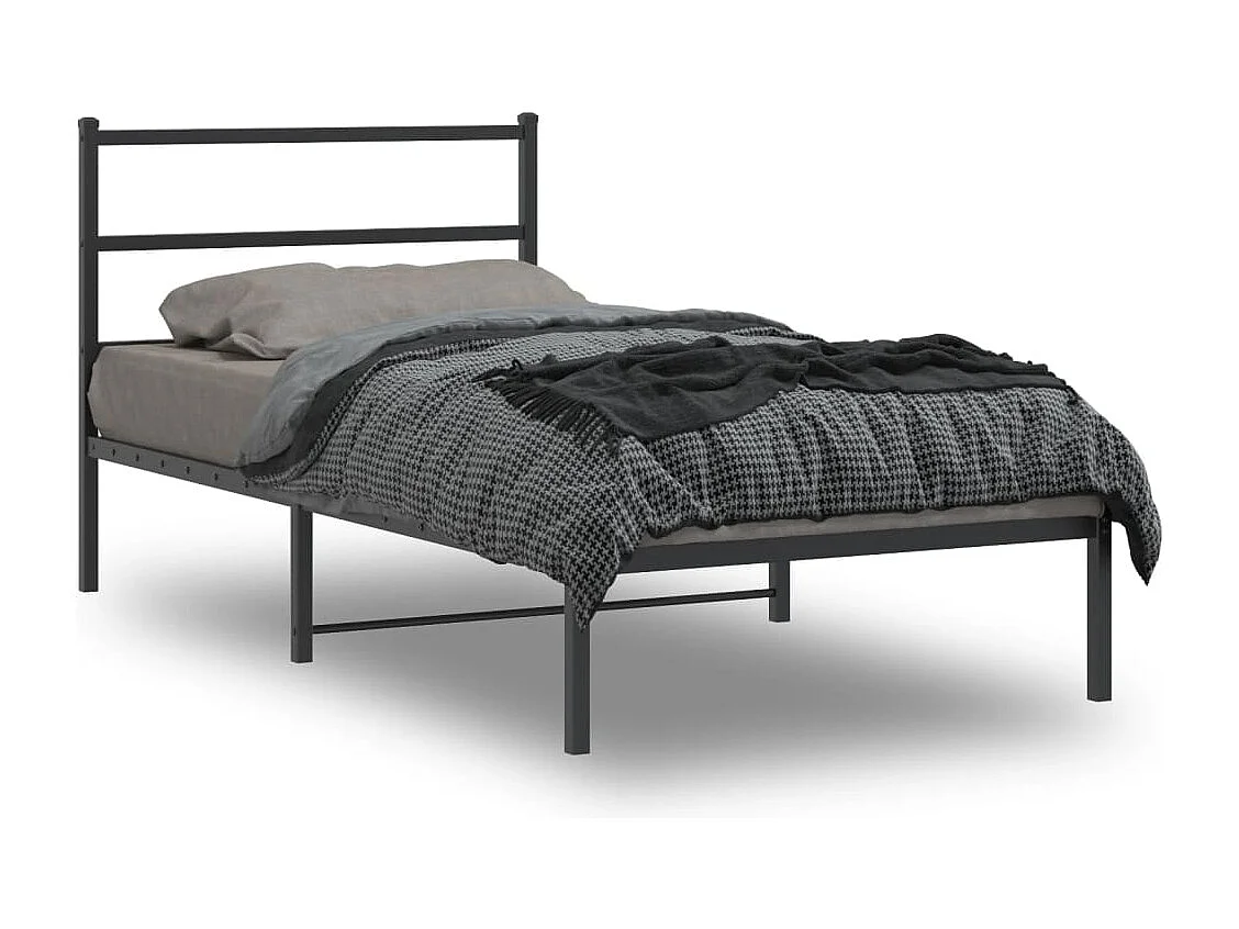 Estructura de cama con cabecero metal negro 100x190 cm