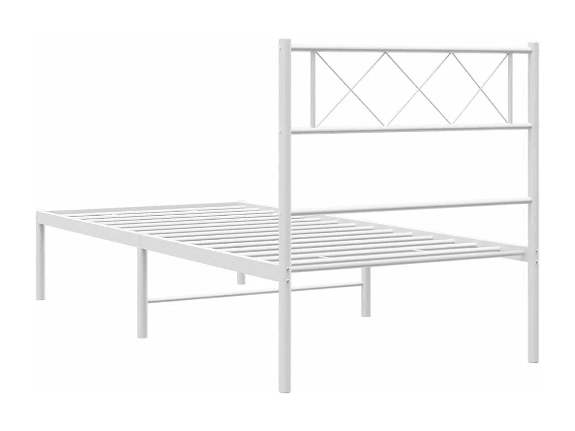 Estrutura de cama com cabeceira 75x190 cm metal branco