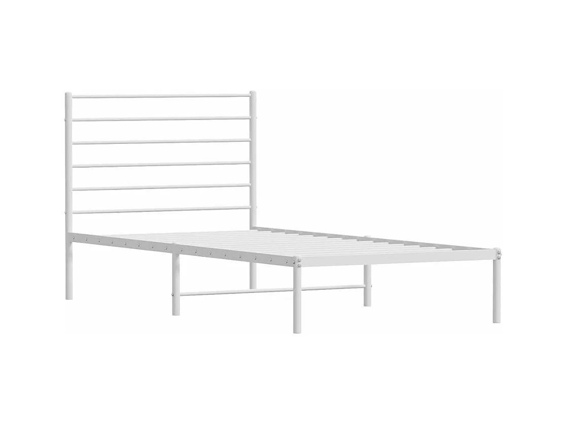 Cadre de lit métal avec tête de lit blanc 100x200 cm