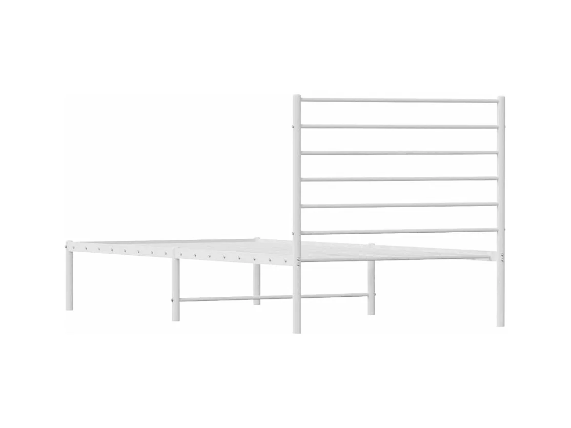 Cadre de lit métal avec tête de lit blanc 100x200 cm