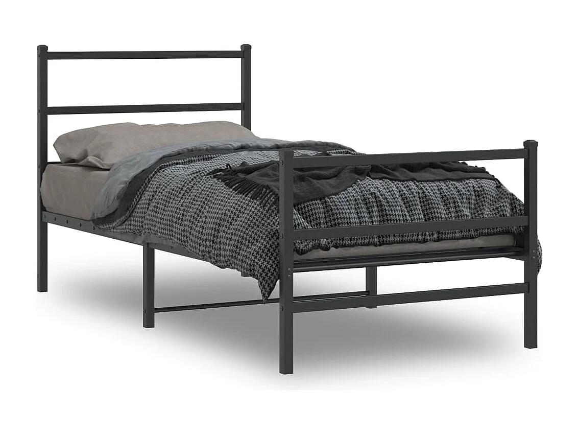 Estructura de cama con cabecero y estribo metal negro 90x200 cm
