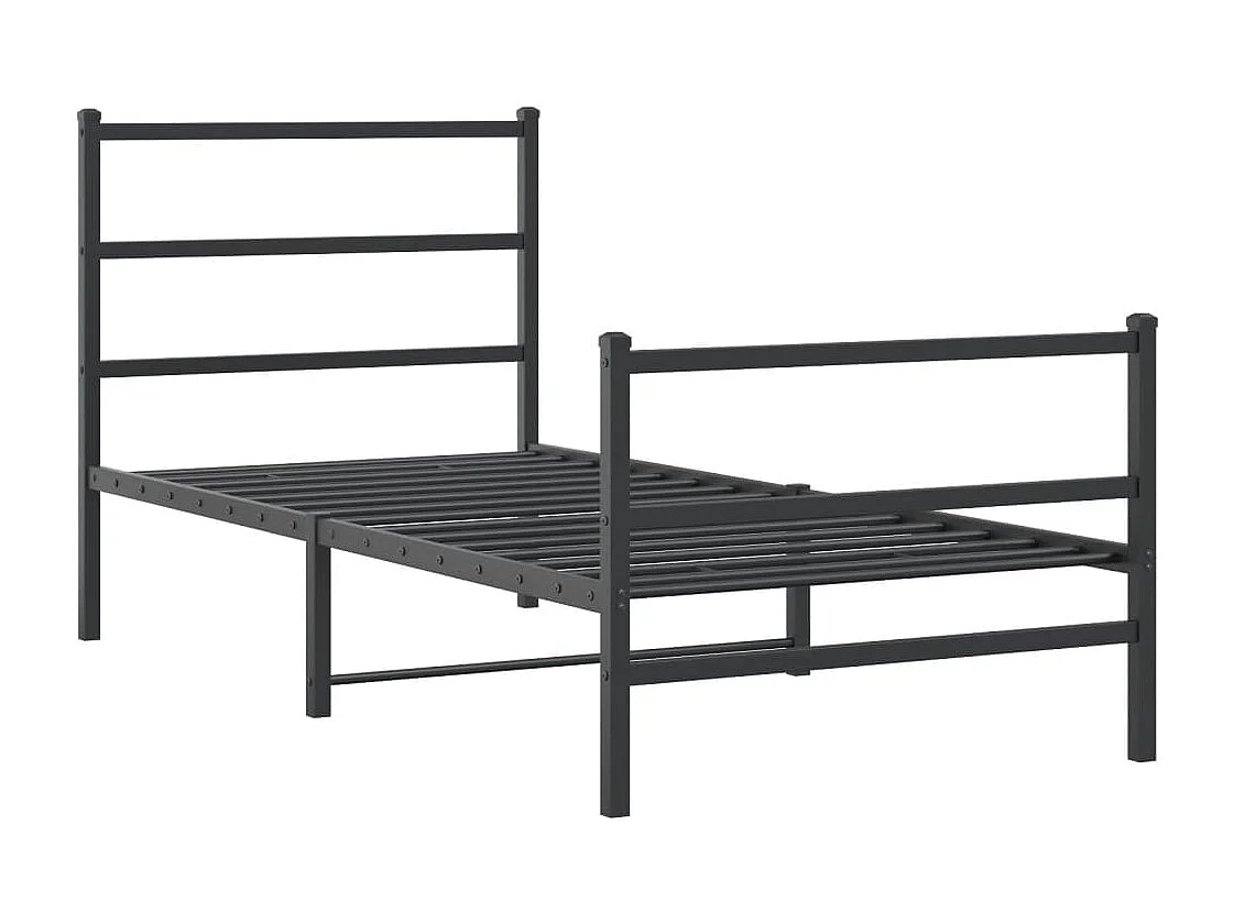 Estructura de cama con cabecero y estribo metal negro 90x200 cm