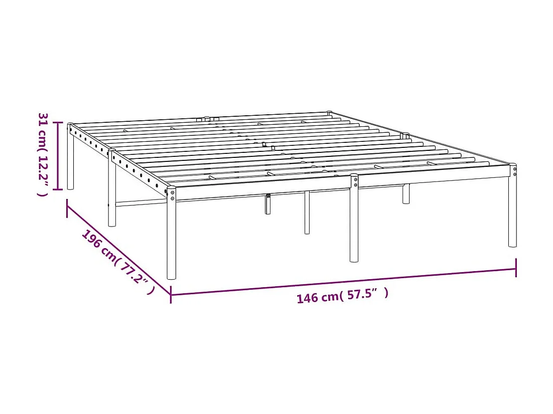 Estrutura de cama 140x190 cm metal preto