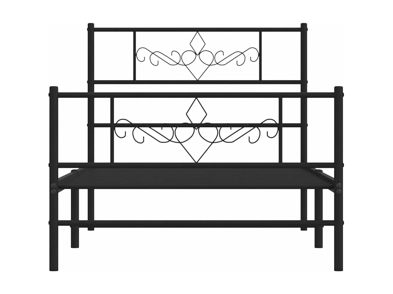 Estrutura de cama com cabeceira e pés 75x190 cm metal preto