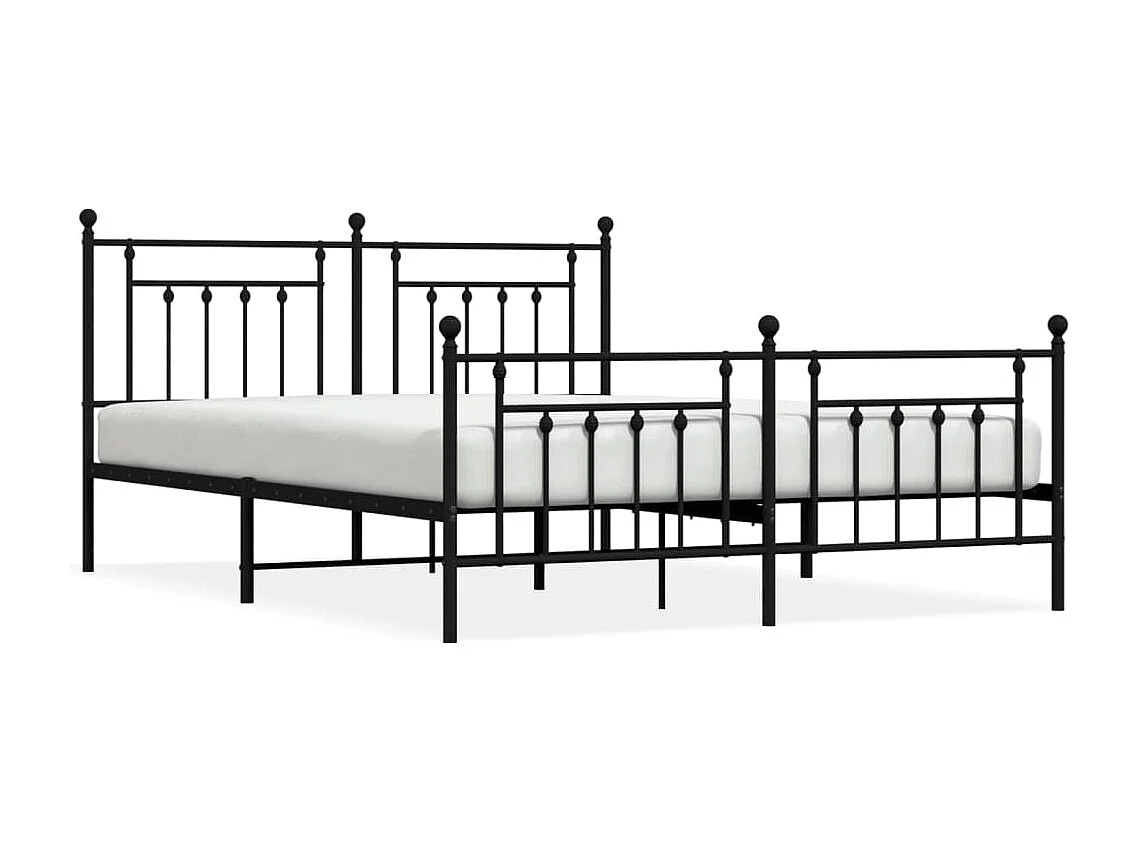 Estrutura de cama com cabeceira e pés 160x200 cm metal preto