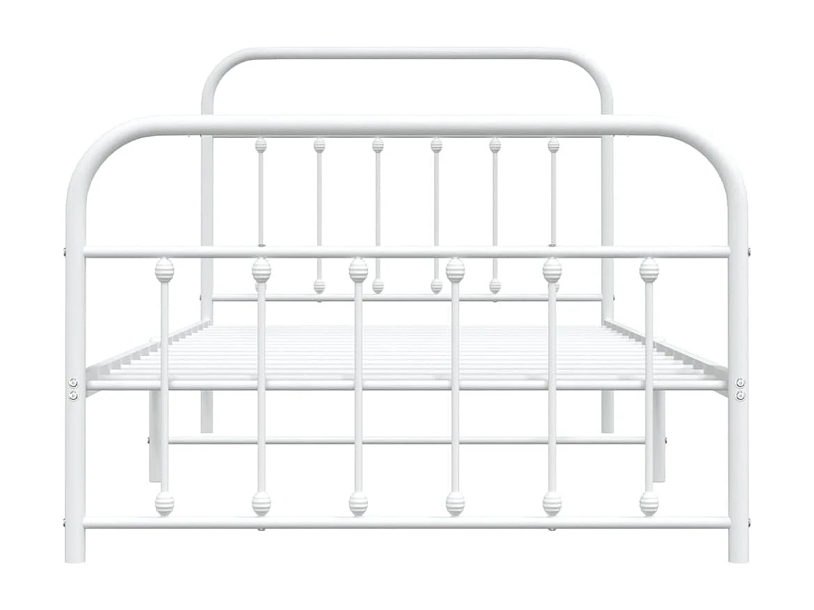 Cadre de lit métal avec tête de lit/pied de lit blanc 100x200cm