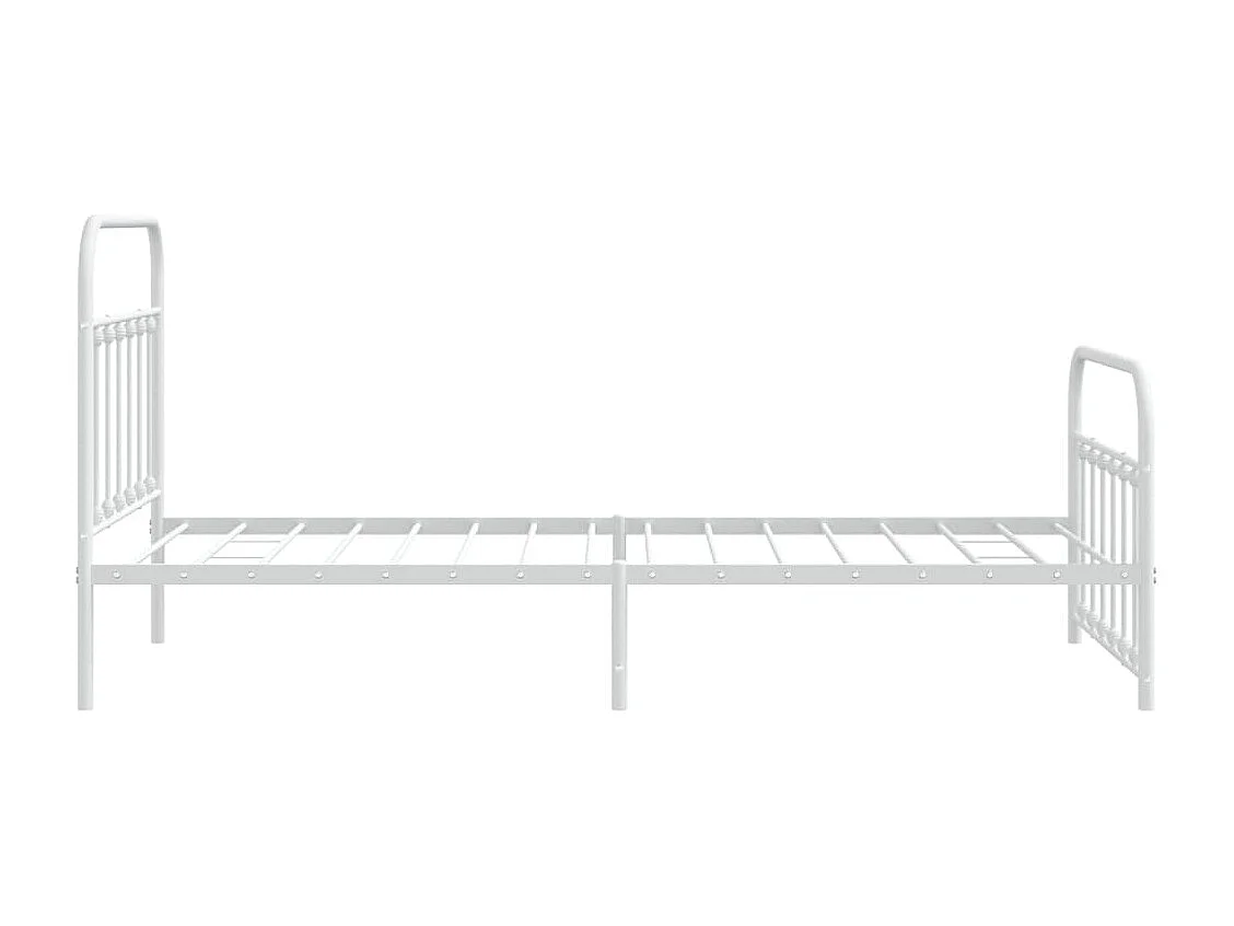 Cadre de lit métal avec tête de lit/pied de lit blanc 100x200cm