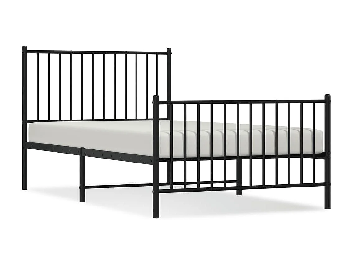 Estrutura de cama com cabeceira e pés 100x190 cm metal preto