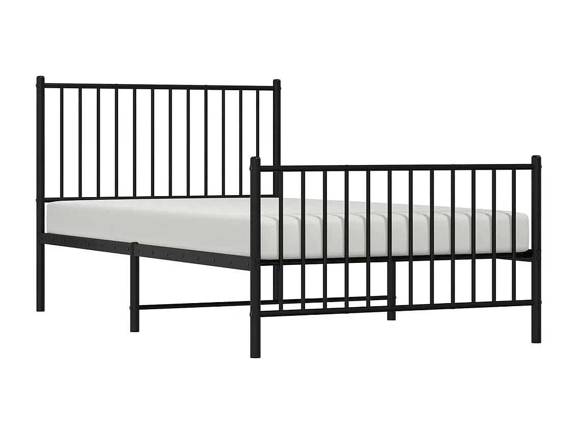 Estrutura de cama com cabeceira e pés 100x190 cm metal preto