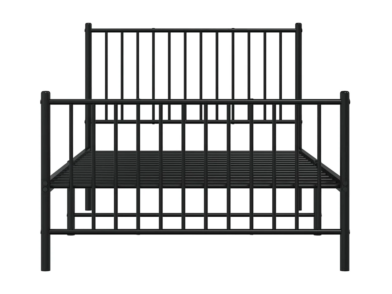 Estructura de cama con cabecero y estribo metal negro 100x190cm