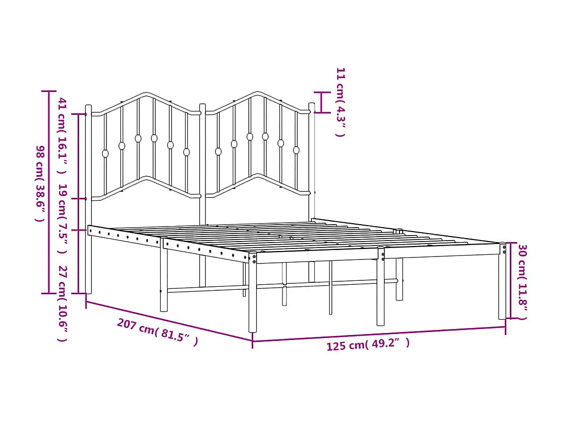 Estrutura de cama com cabeceira 120x200 cm metal branco