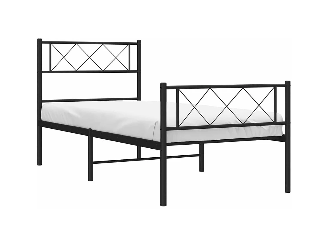 Estructura de cama con cabecero y estribo metal negro 90x190 cm