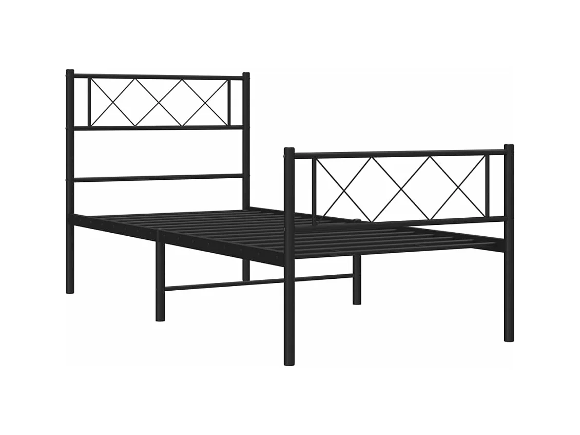 Estructura de cama con cabecero y estribo metal negro 90x190 cm