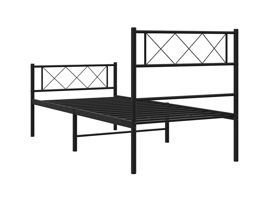 Estructura de cama con cabecero y estribo metal negro 90x190 cm