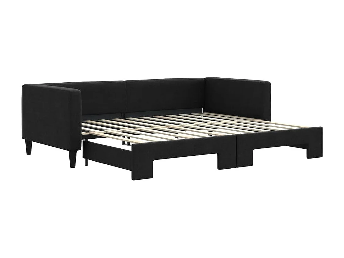 Slaapbank met onderschuifbed 90x200 cm stof zwart
