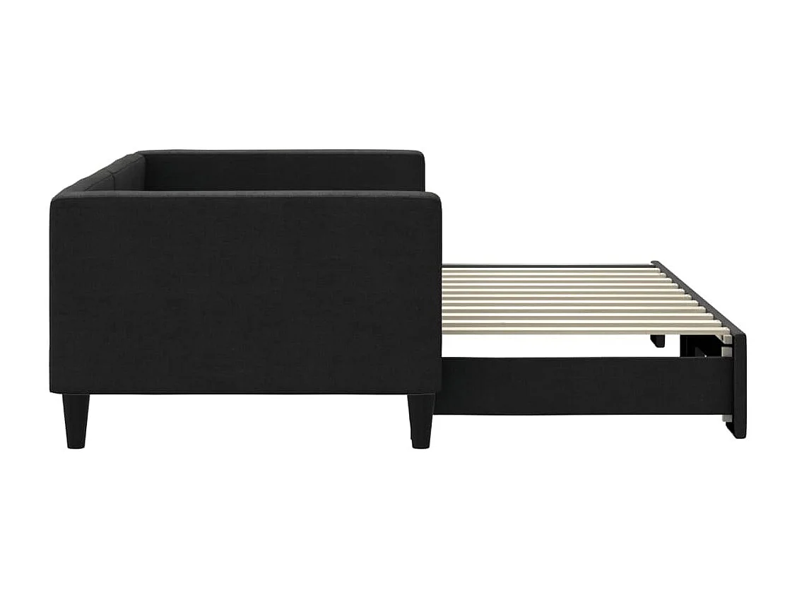 Slaapbank met onderschuifbed 90x200 cm stof zwart