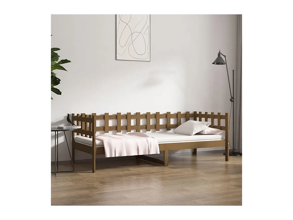 Lit de jour Marron miel 90x200 cm Bois de pin massif
