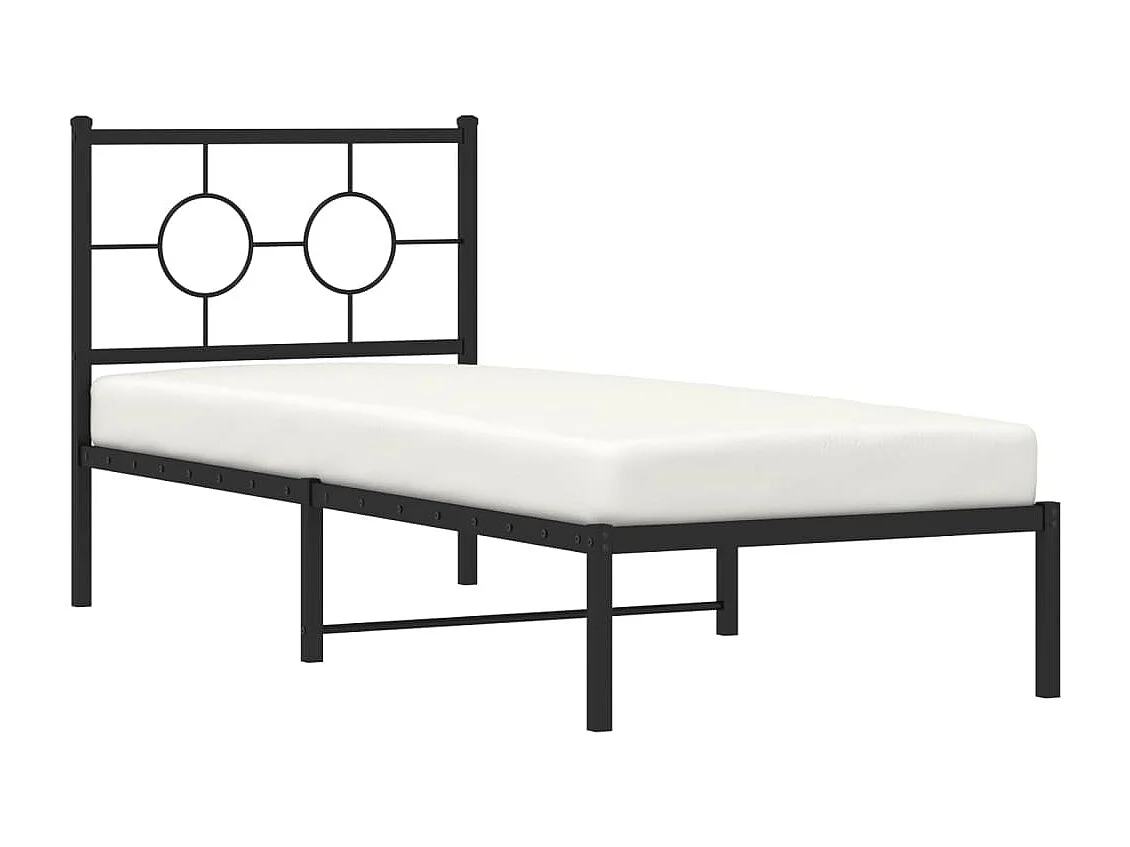 Estrutura de cama com cabeceira 80x200 cm metal preto
