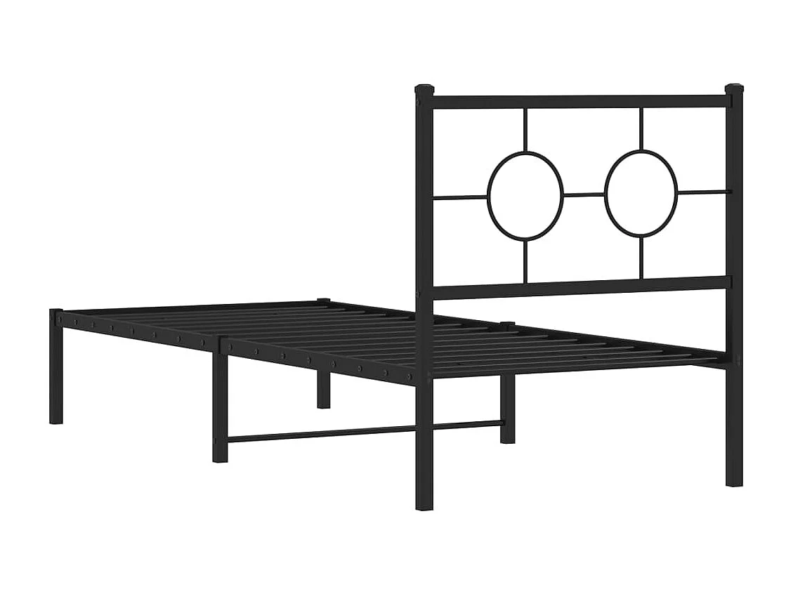 Estructura de cama con cabecero metal negro 80x200 cm