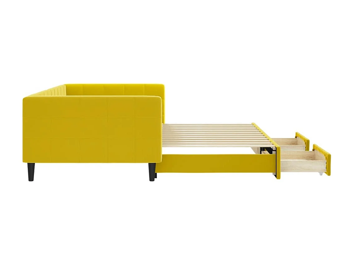 Sofá cama nido con cajones terciopelo amarillo 100x200 cm