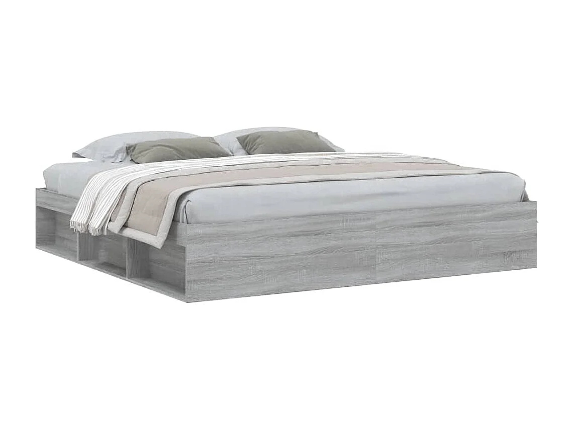 Estrutura de cama 200x200 cm cinzento sonoma