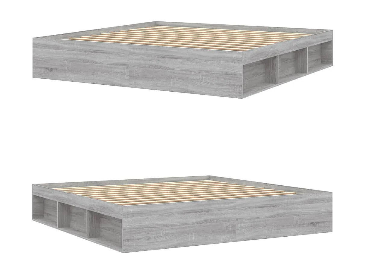 Estrutura de cama 200x200 cm cinzento sonoma