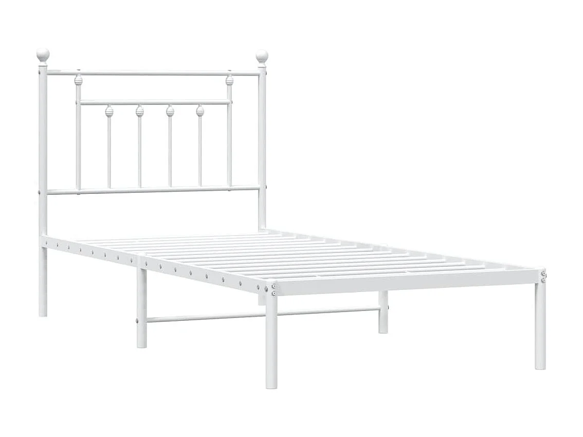 Estructura de cama de metal con cabecero blanco 90x200 cm