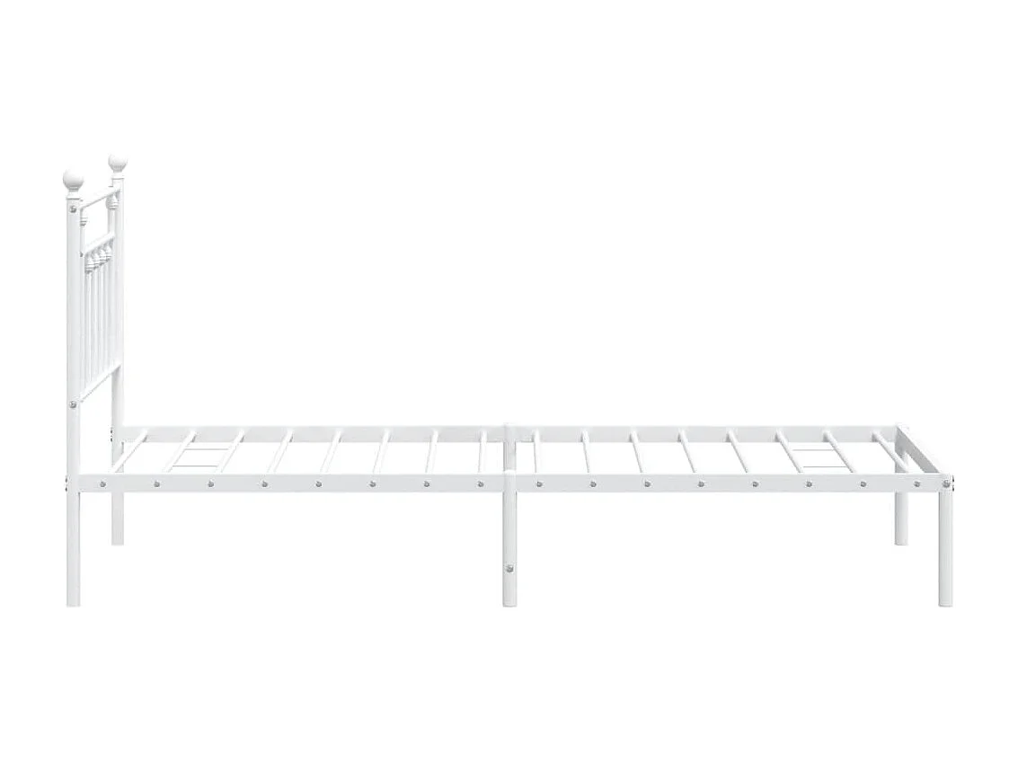 Cadre de lit métal avec tête de lit blanc 90x200 cm