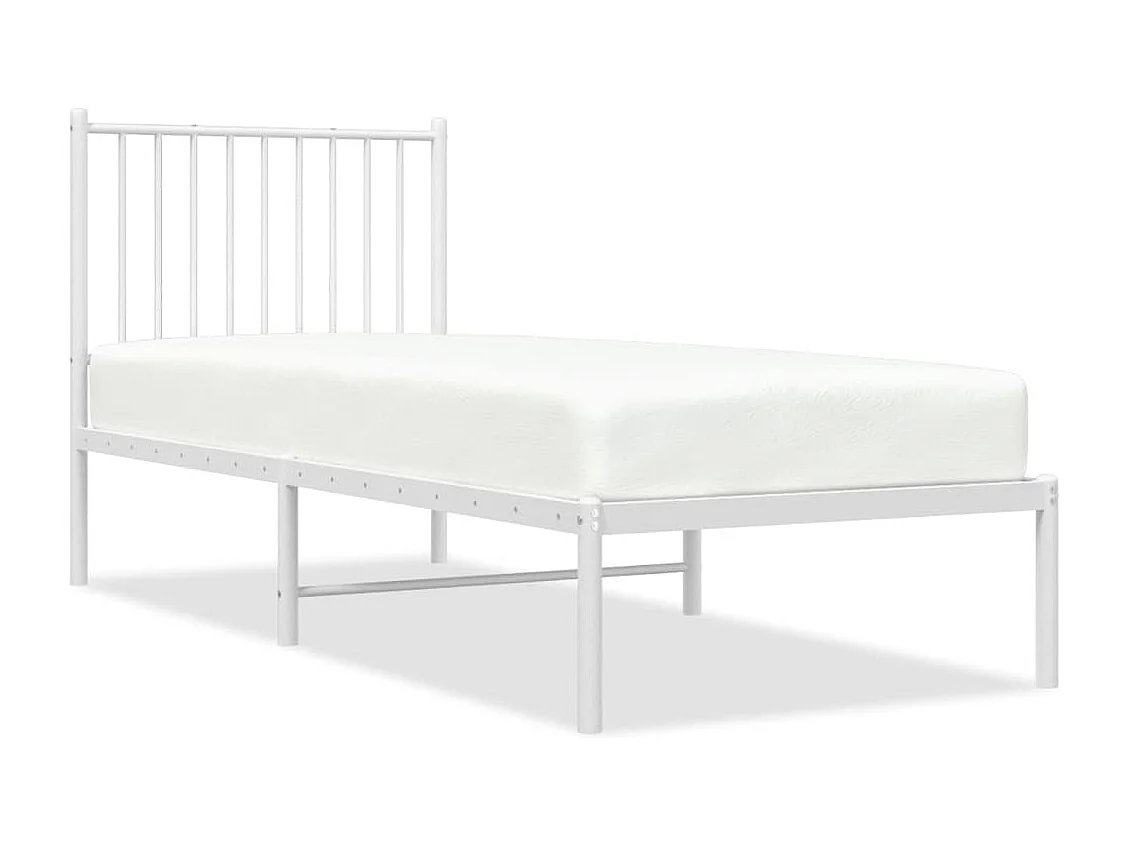 Estructura de cama de metal con cabecero blanco 75x190 cm