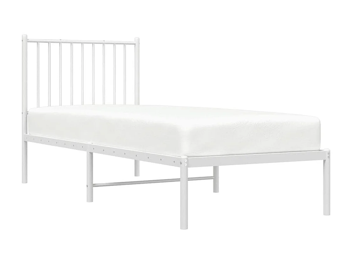 Estructura de cama de metal con cabecero blanco 75x190 cm