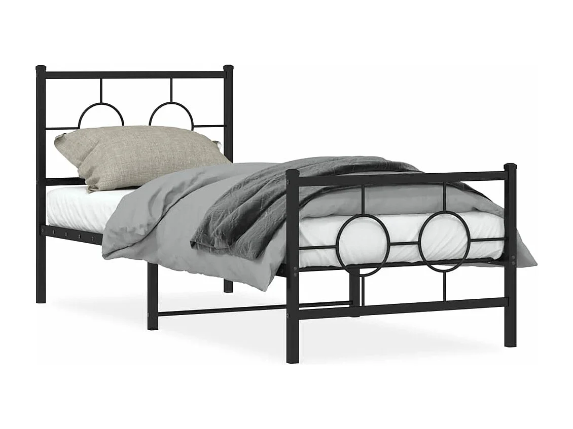 Estrutura de cama com cabeceira e pés 75x190 cm metal preto