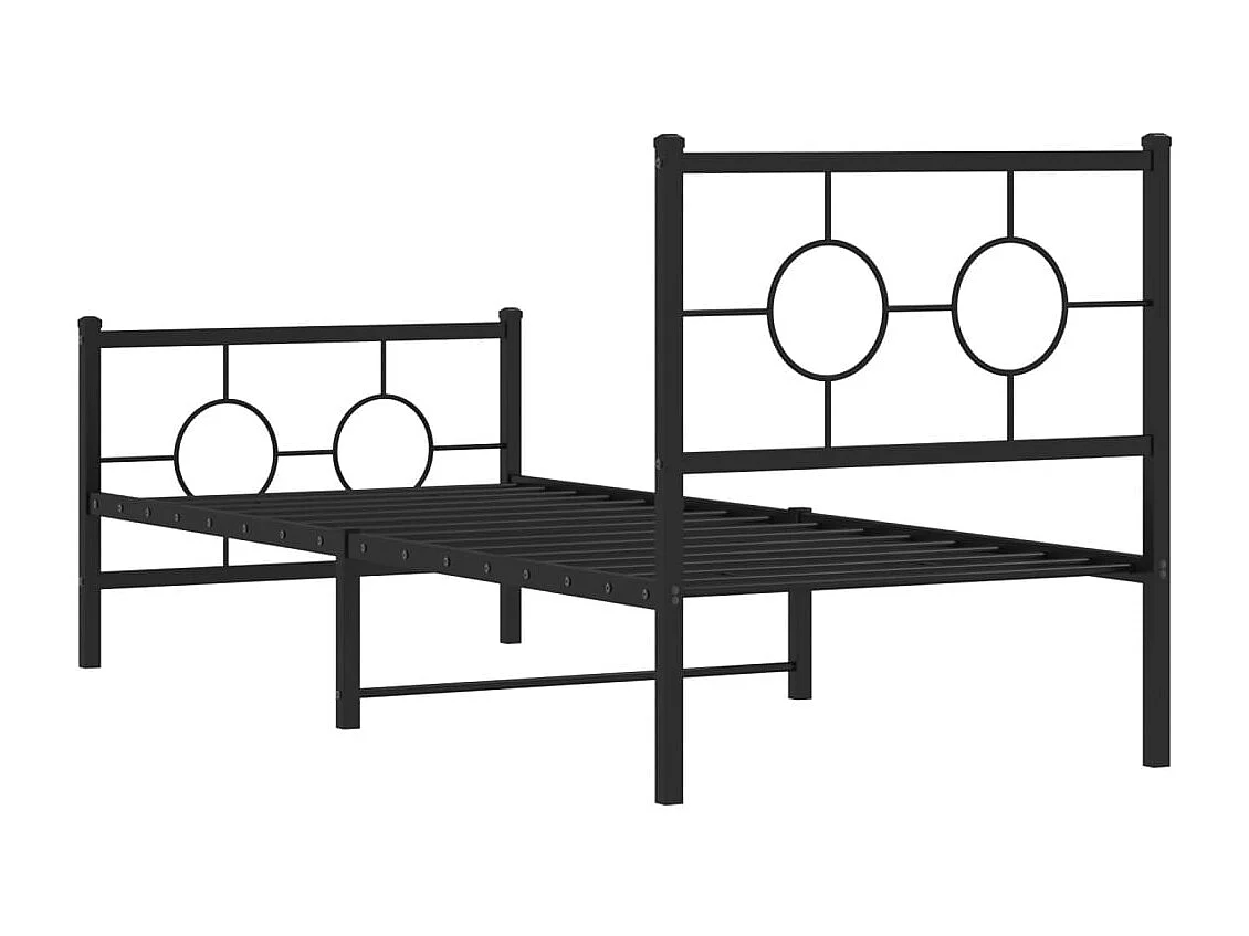 Estrutura de cama com cabeceira e pés 75x190 cm metal preto